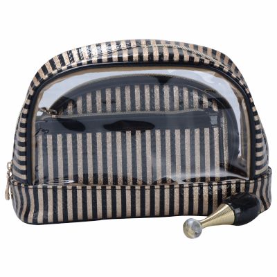 Striped Vanity Bag 3-Pc Set
